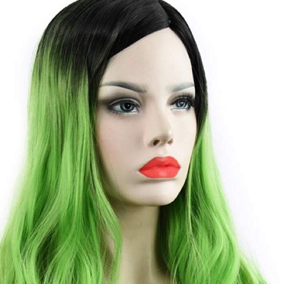 ?PHOENIX 28” Curly Green OMBRÉ Cosplay Wig *NWT*